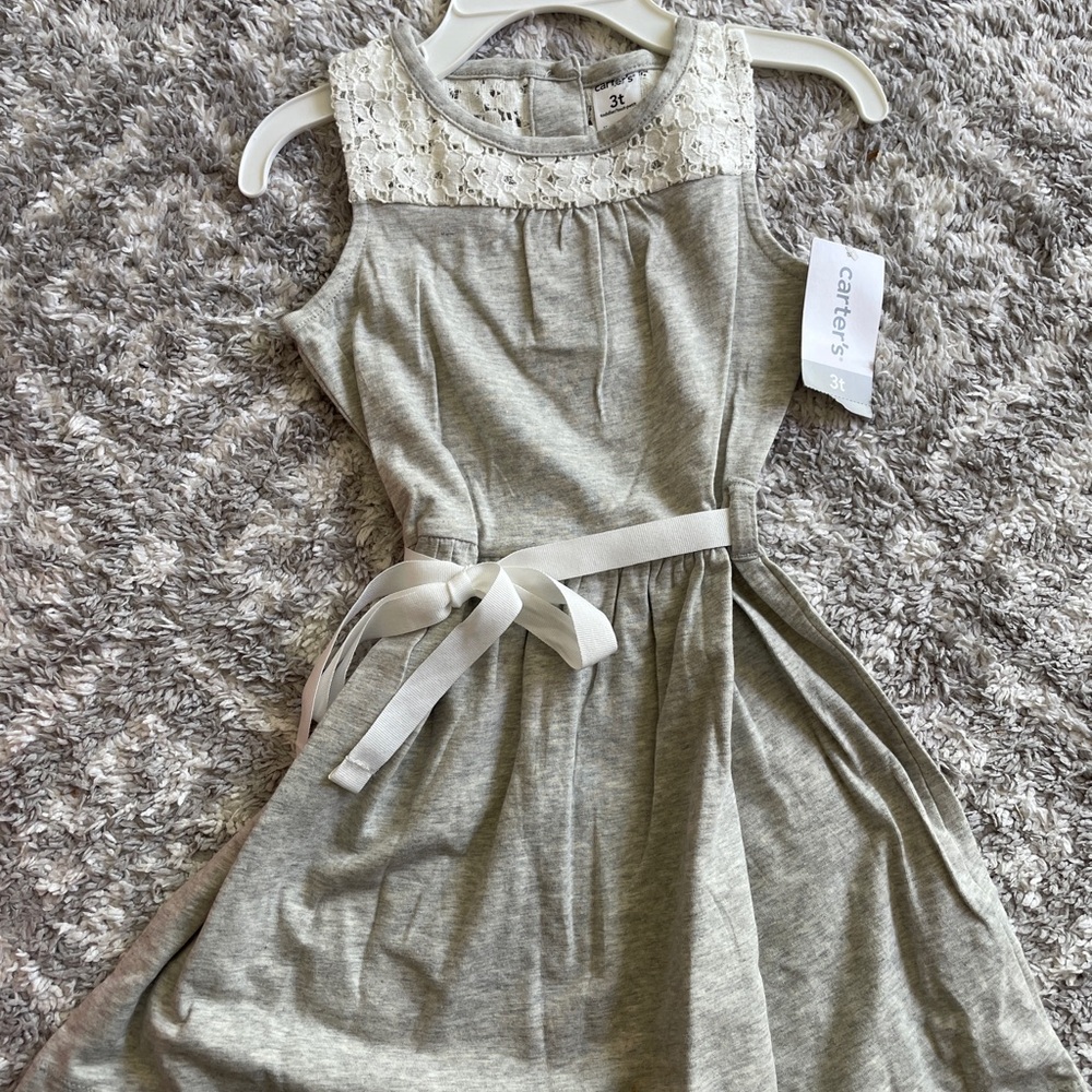 Carter's Light Gray Kids Dress with Lace